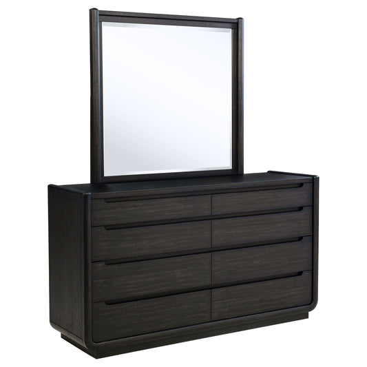 Leandro 8-drawer Bedroom Dresser with Mirror Burnished Black