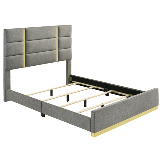 Ines 56-inch Fabric Upholstered Eastern King Panel Bed Grey