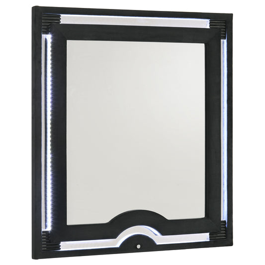 Ravenne Velvet Upholstered LED Dresser Mirror Black