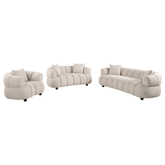 Whitney Contemporary Channel Tufted Woven Fabric Upholstered Sofa Set