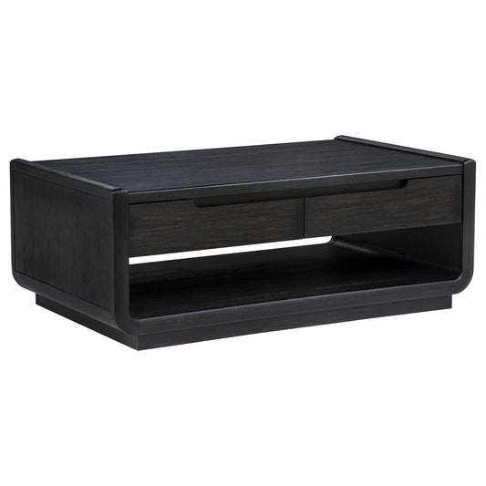 Leandro 2-drawer Wood Cocktail Coffee Table Burnished Black