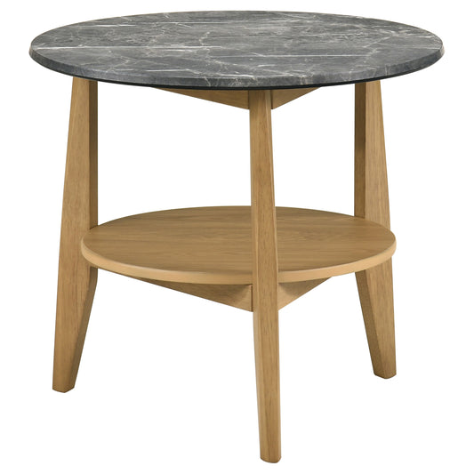 Bradley Round SmartTop End Side Table Grey and Natural