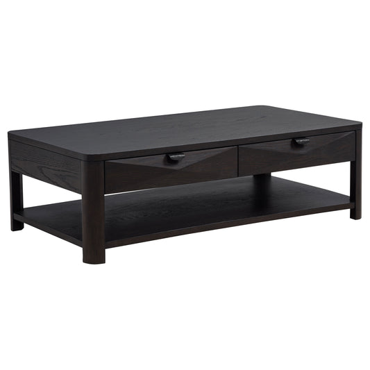 Marcelo Wood Coffee Table with 2 Drawers and Shelf Coffee