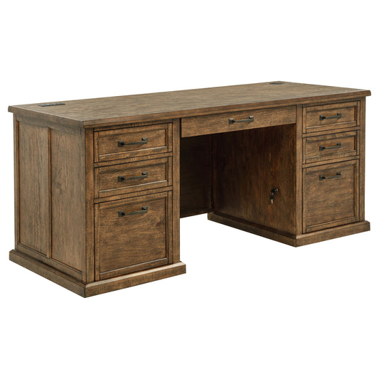 Altidore 68-inch 7-drawer Executive Home Office Desk Distressed Brown