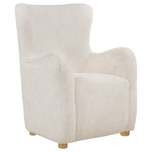 Thornton Faux Fur Upholstered Wingback Lounge Accent Chair Ivory
