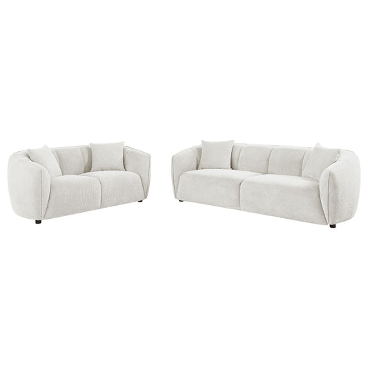Aleisha 2-piece Chenille Upholstered Sofa Set Ivory