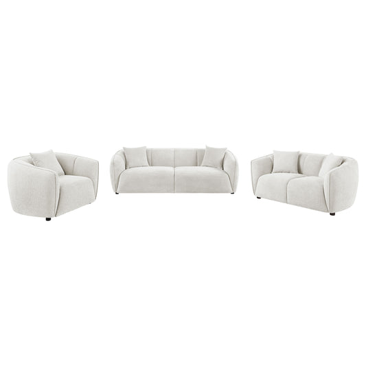Aleisha 3-piece Chenille Upholstered Sofa Set Ivory