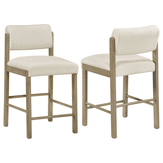 Kehoe Upholstered Counter Height Chair Cream and Natural Oak (Set of 2)