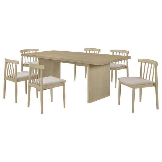 Decker 7-piece 82-inch Rectangular Dining Set Wheat and Natural Oak
