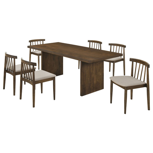 Decker 7-piece 82-inch Rectangular Dining Set Wheat and Walnut
