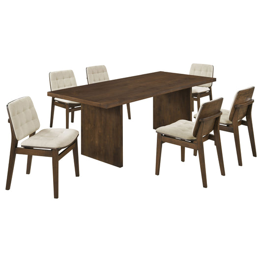 Decker 7-piece 82-inch Rectangular Dining Set Cream and Walnut