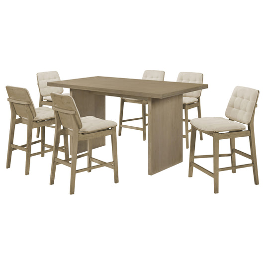Decker 7-piece 70-inch Rectangular Counter Height Dining Set Cream and Natural Oak