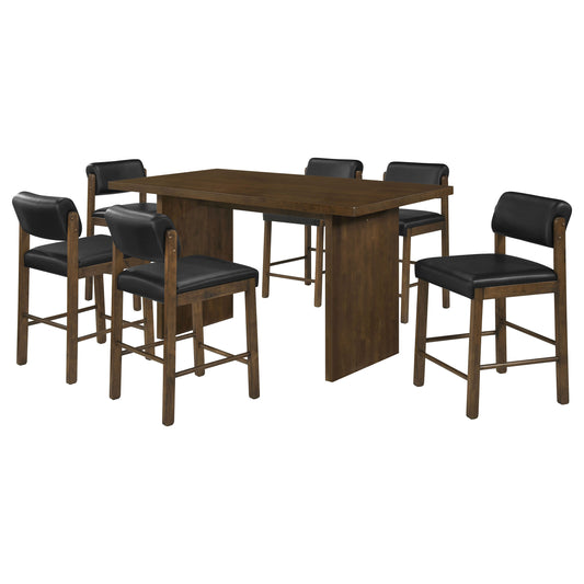 Decker 7-piece 70-inch Rectangular Counter Height Dining Set Black and Walnut