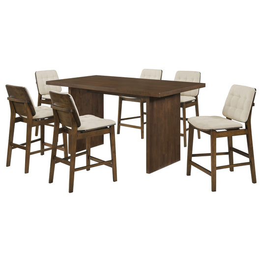 Decker 7-piece 70-inch Rectangular Counter Height Dining Set Cream and Walnut