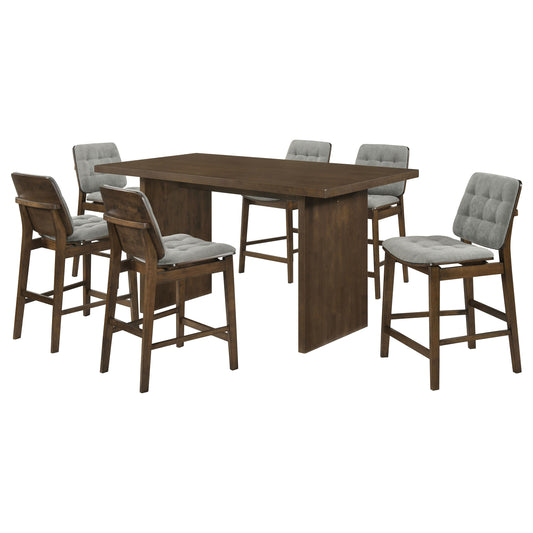 Decker 7-piece 70-inch Rectangular Counter Height Dining Set Grey and Walnut