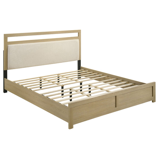 Hendricks Eastern King Panel Headboard Platform Bed Light Oak