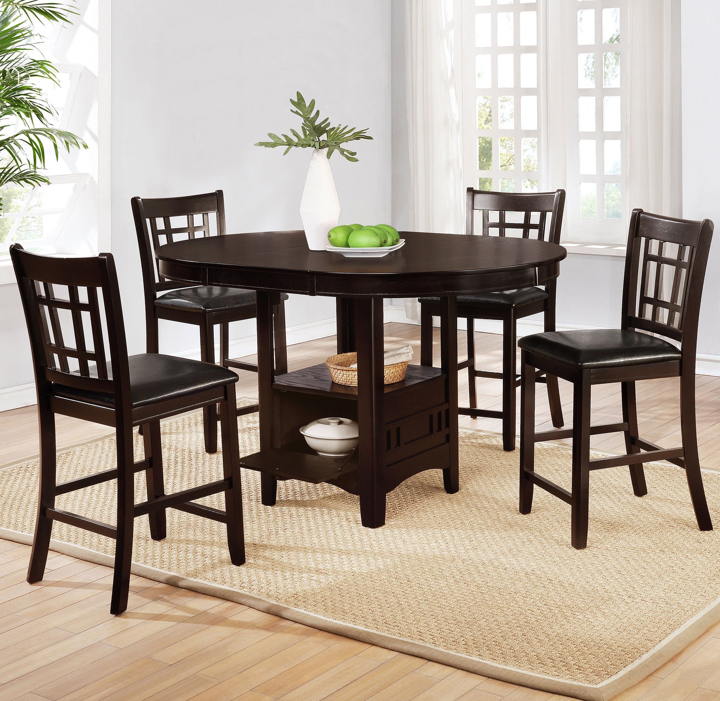 Lavon Wood Counter Height Dining Chair Black and Espresso (Set of 2)