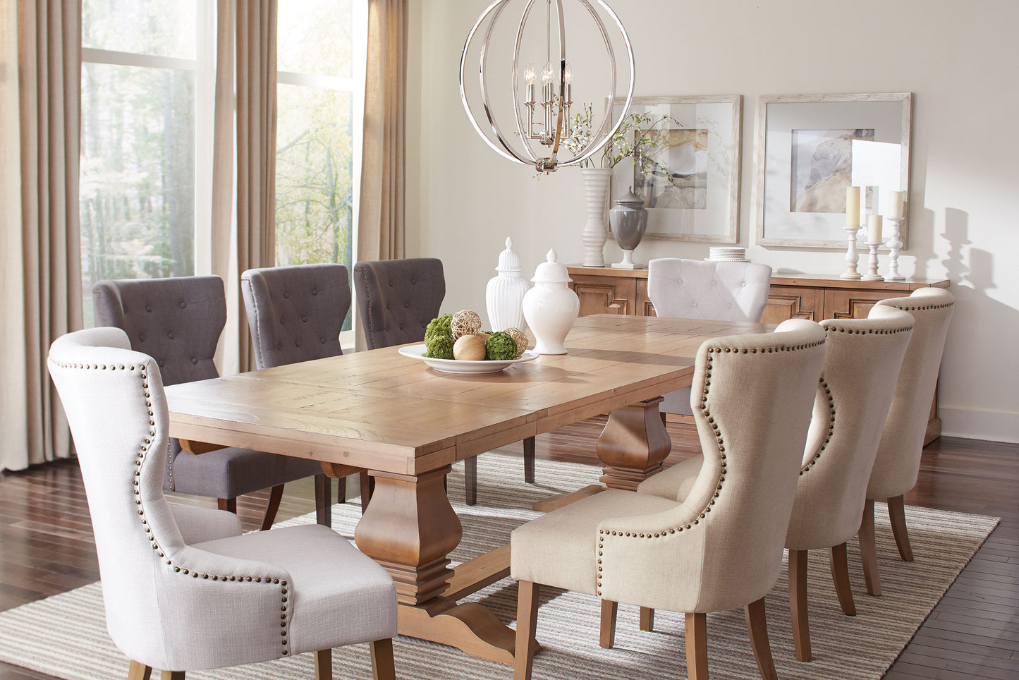 Baney Fabric Upholstered Dining Side Chair Beige and Rustic Honey