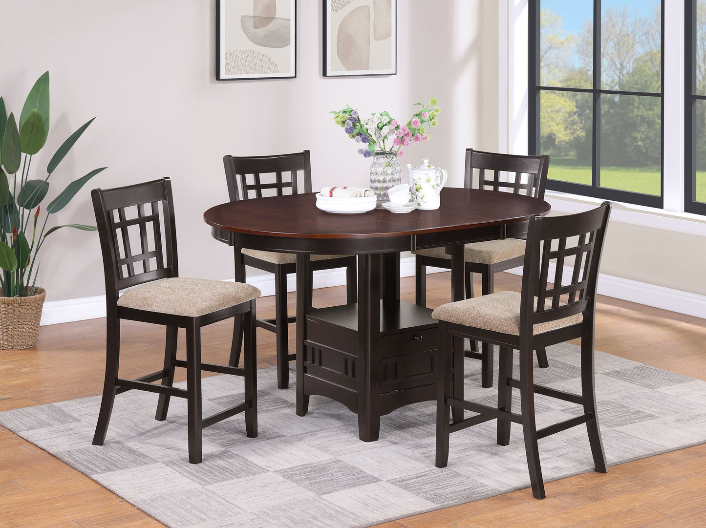 Lavon Wood Counter Height Dining Chair Tan and Espresso (Set of 2)
