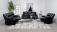 Camila 3-piece Upholstered Reclining Sofa Set Black