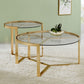 Delia 2-Piece Round Glass Top Nesting Coffee Table Gold