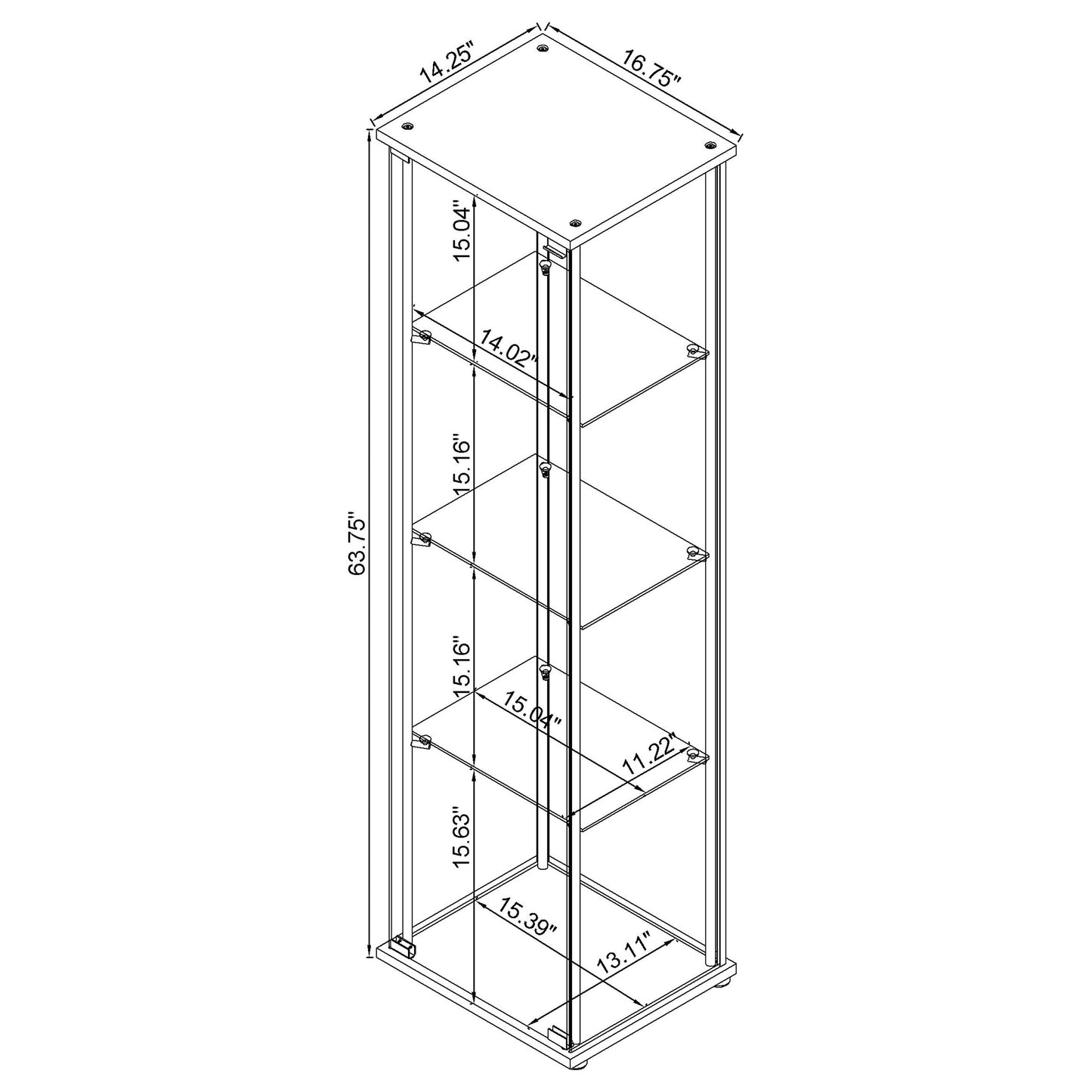 Bellatrix 3-shelf Clear Glass Curio Cabinet White
