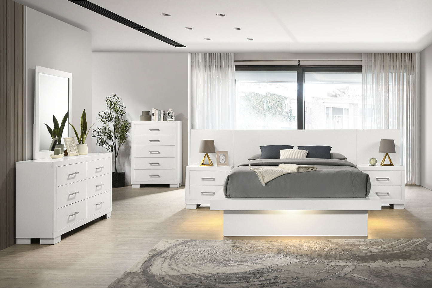 Jessica 6-drawer Dresser with Mirror Snow White