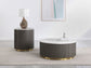 Jason Round White Marble Top Side End Table Charcoal