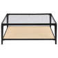 Amherst Glass Top Metal with Cane Shelf Coffee Table Black