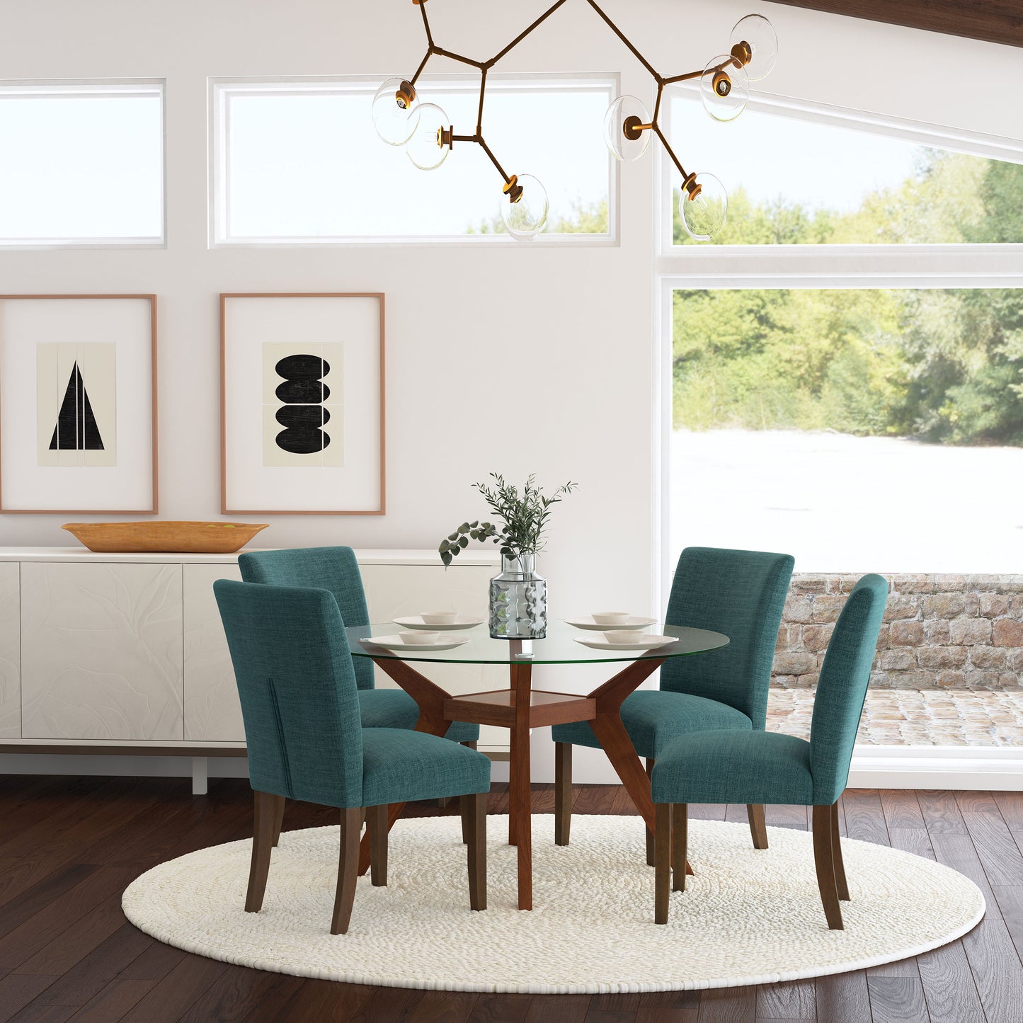 Paxton Upholstered Dining Side Chair Teal Blue (Set of 2)