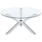 Kenzie Round Tempered Glass Top Cocktail Coffee Table Chrome
