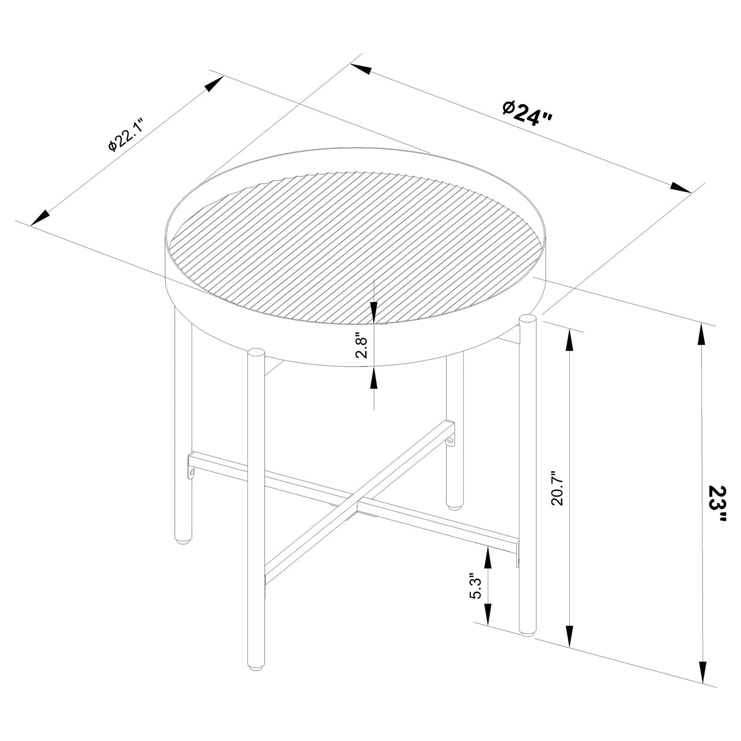 Ozella 3-piece Round Coffee and End Table Set Sandy Black
