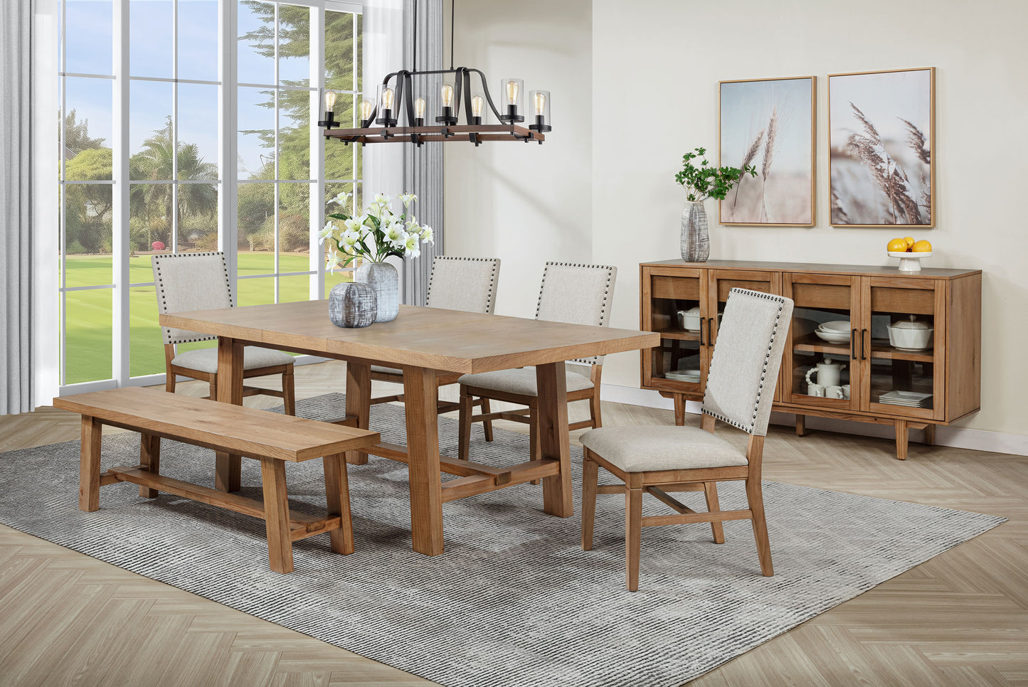 Middleton 6-piece Extension Leaf Dining Set Brown and Beige