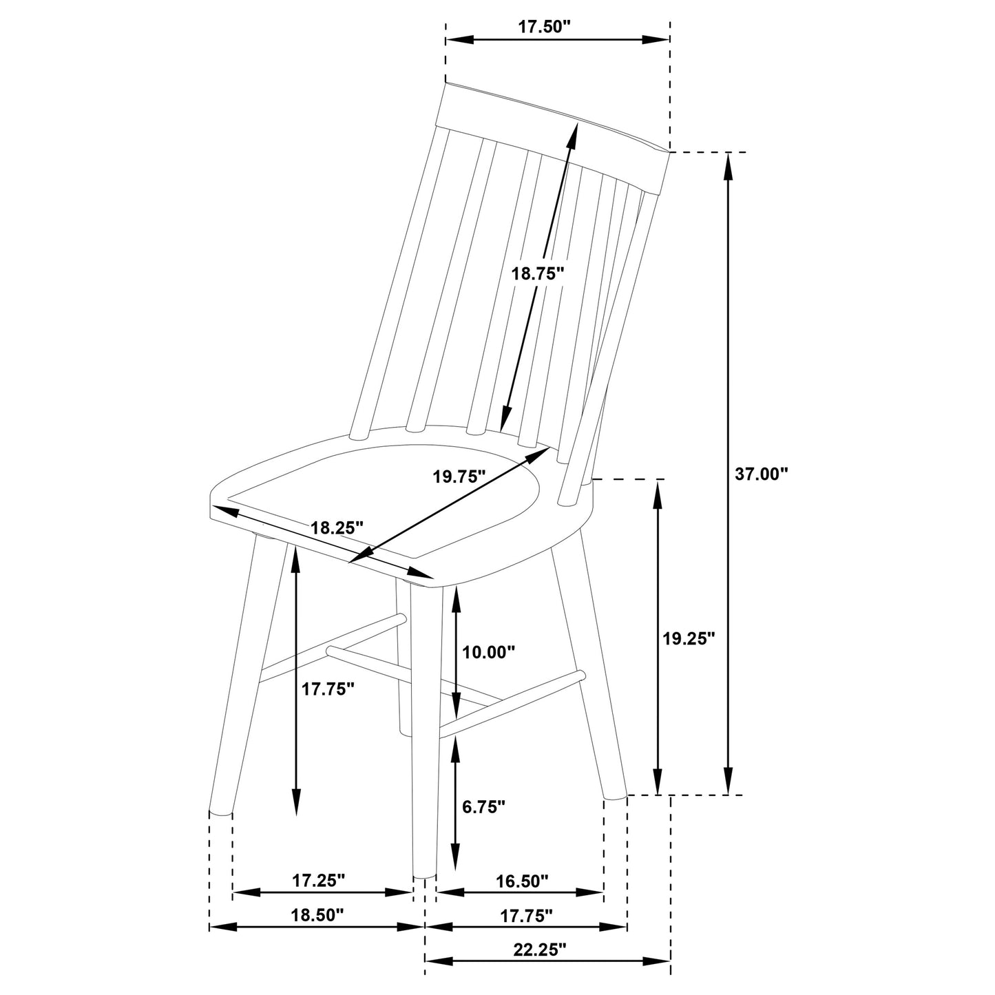 Middleton Solid Wood Dining Side Chair Black (Set of 2)