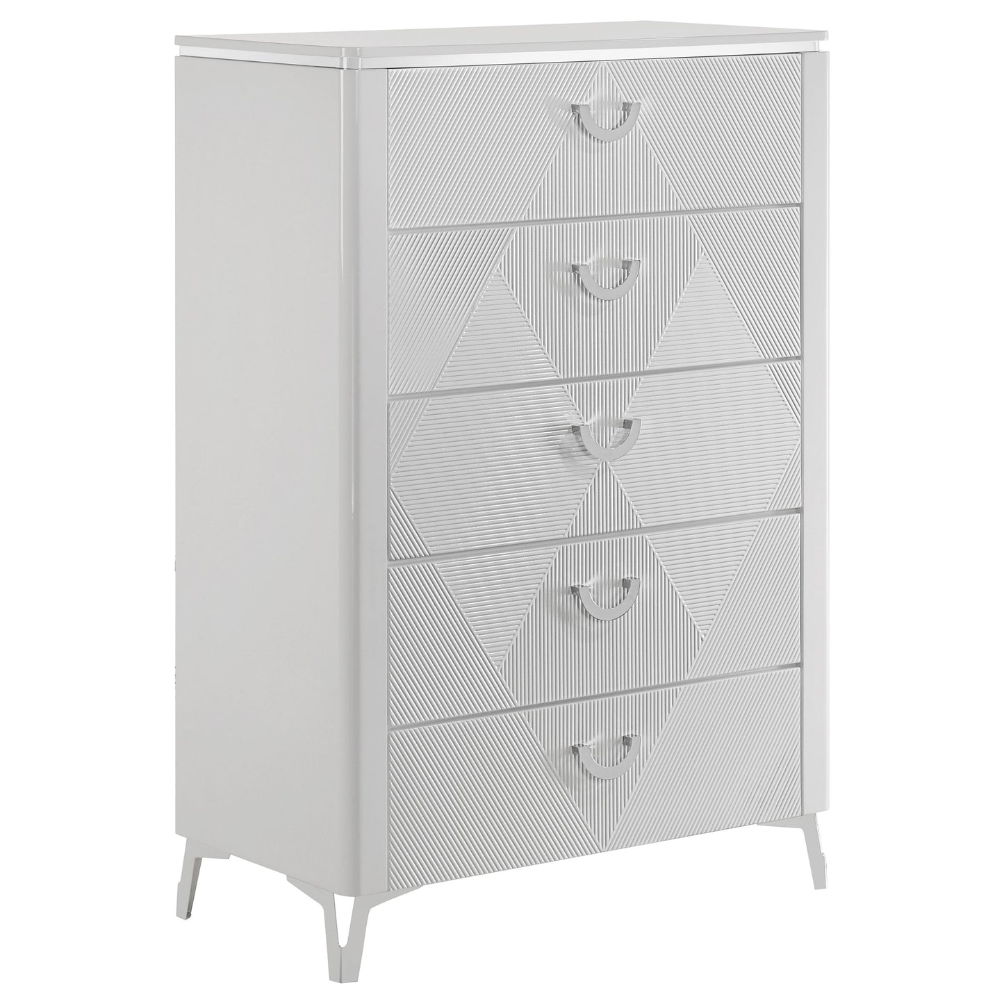 Cassia 5-piece Queen LED Bedroom Set White High Gloss