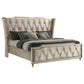 Lorient Queen LED Upholstered Wingback Bed Ivory and Camel