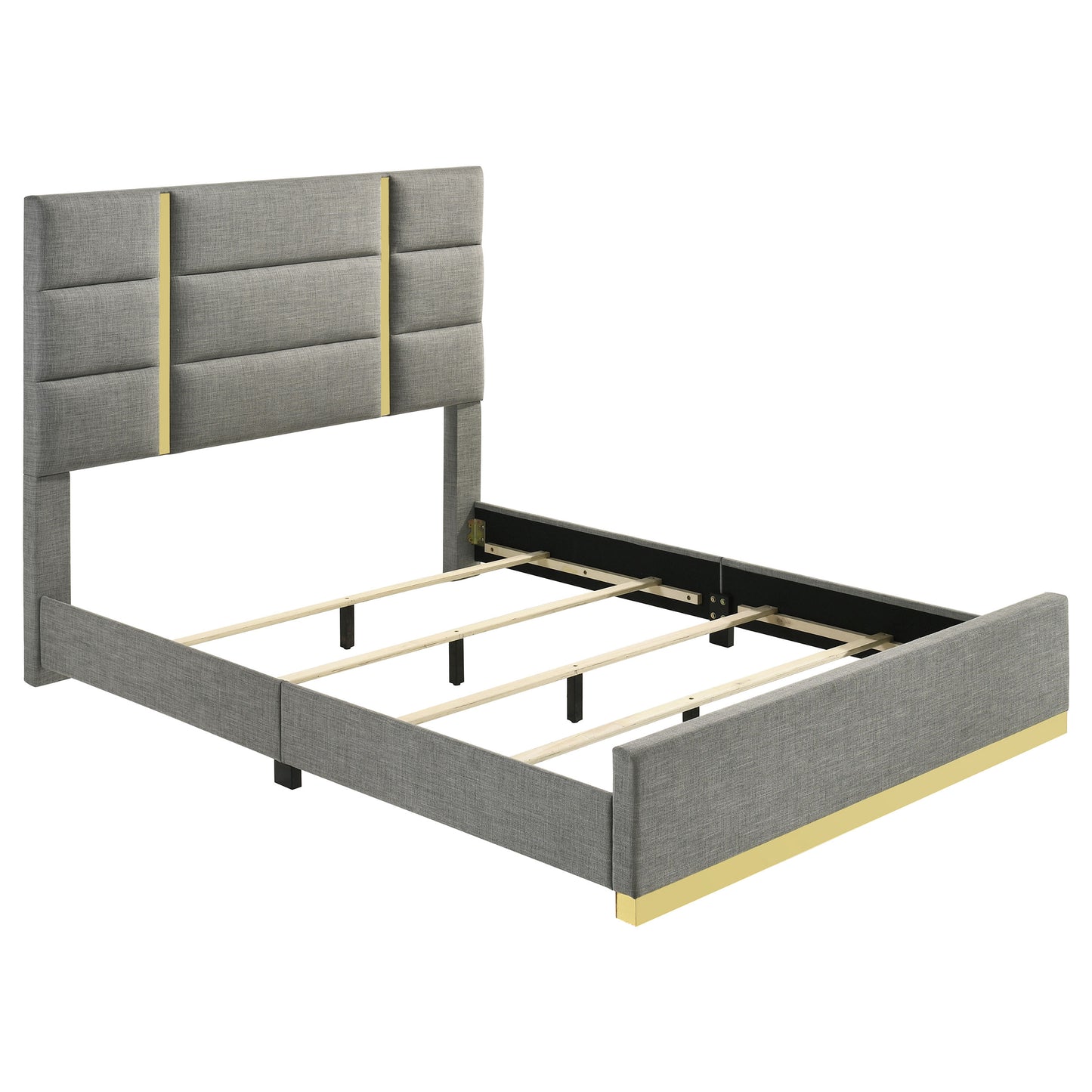 Ines 56-inch Fabric Upholstered Eastern King Panel Bed Grey