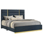 Ines 56-inch Fabric Upholstered Queen Panel Bed Navy