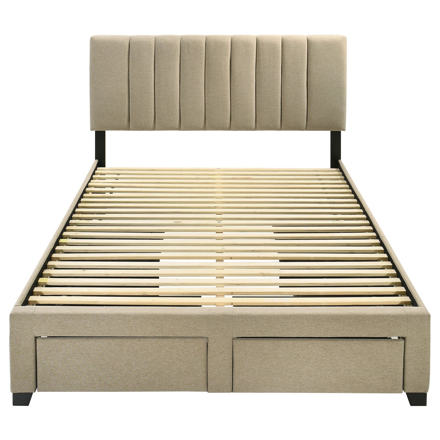 Wheatland 4-drawer Upholstered Eastern King Storage Bed Brown