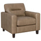 Scotland Faux Leather Upholstered Track Arm Chair Brown