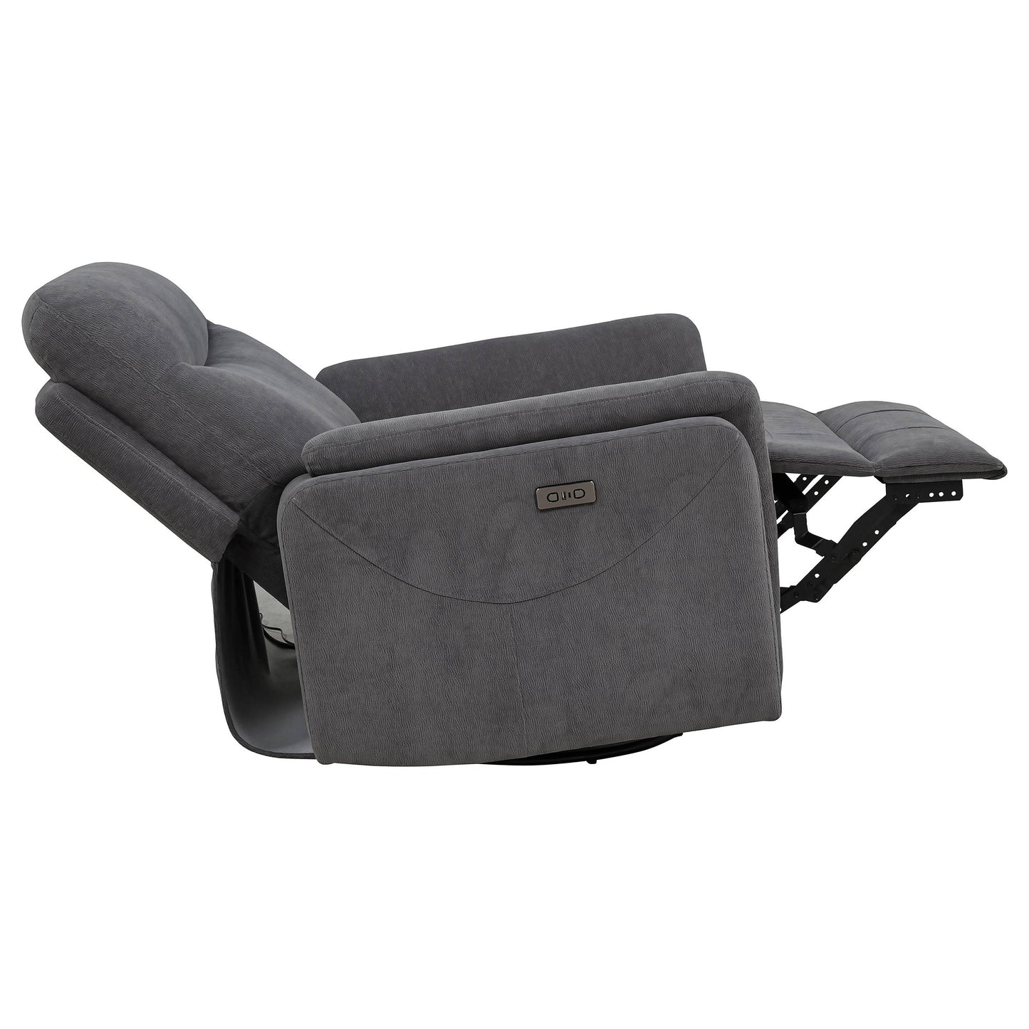Adler Upholstered Power Swivel Glider Recliner Charcoal Grey
