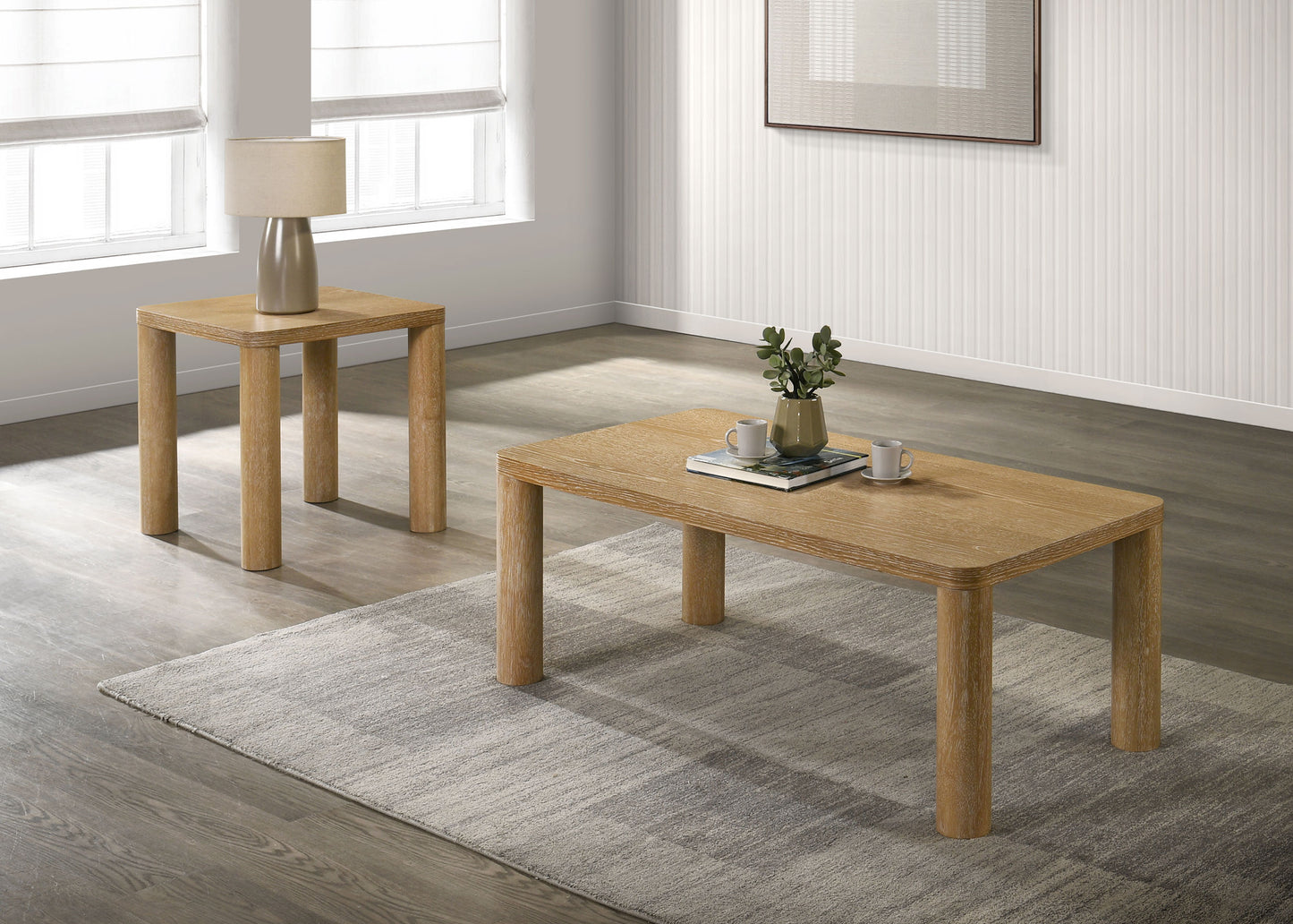 Castlewood Engineered Wood Accent Side End Table Light Oak