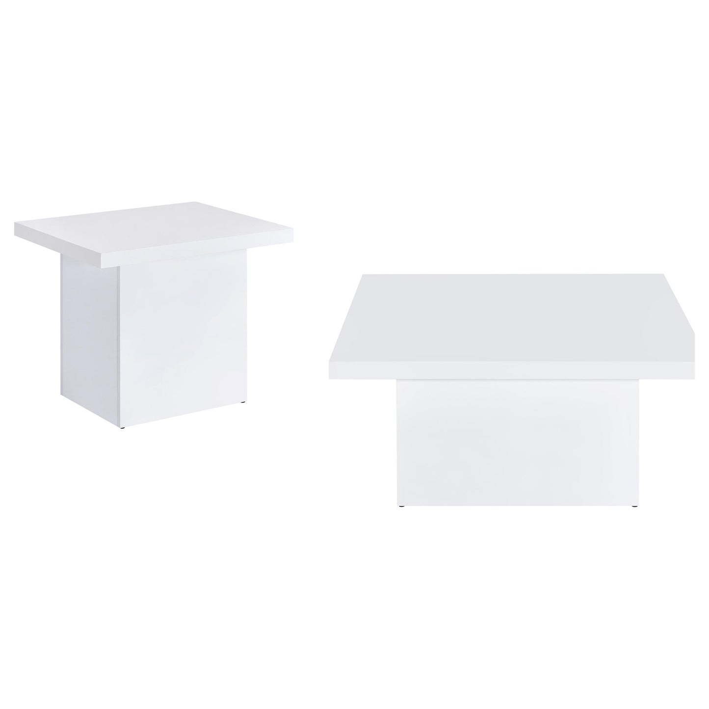 Devar 2-piece Square Coffee End Table Set White High Gloss