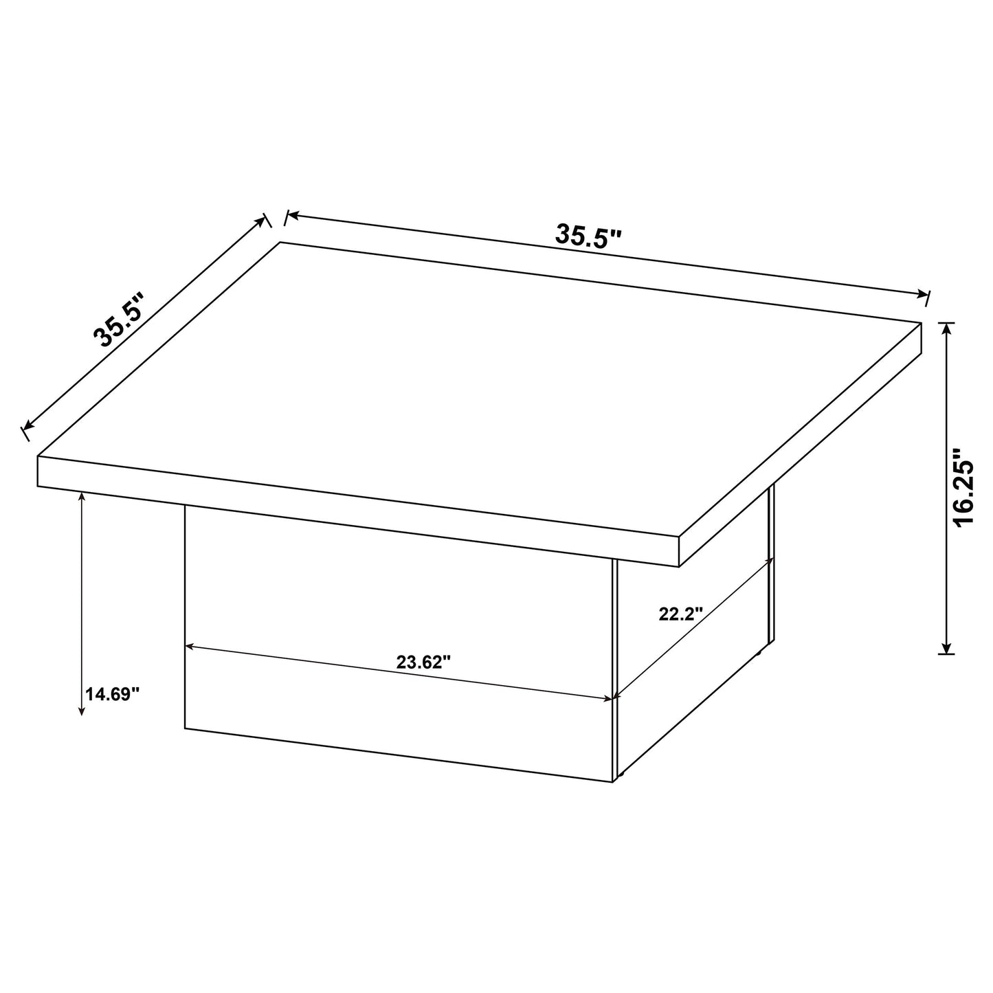 Devar 3-piece Square Cocktail Coffee End Table Set Latte