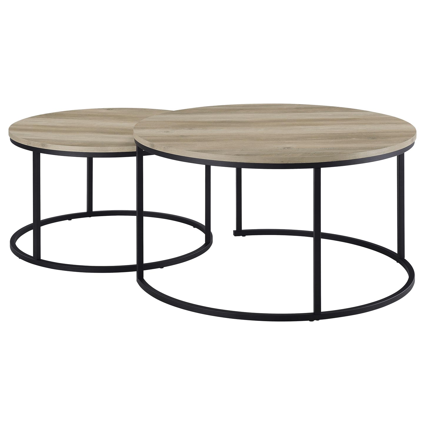 Lainey 2-piece Round Nesting Coffee Table Distressed Pine