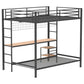 Bettoni Metal Full Over Twin Workstation Bunk Bed Matte Black