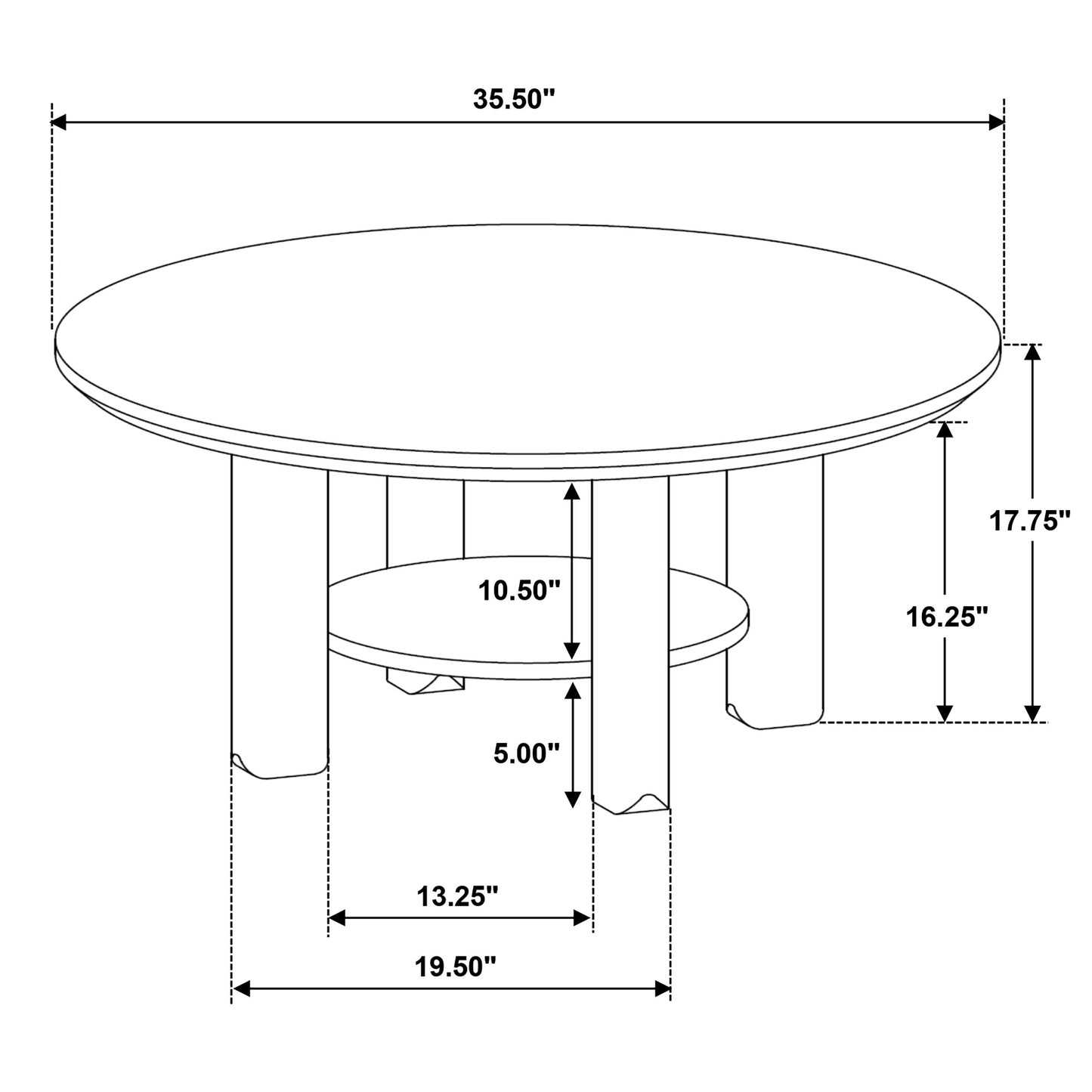 Ottowa 2-piece Round Wood Coffee Table Set Brown