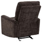 Navarro Chenille Upholstered Glider Recliner Dark Brown