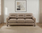 Scotland Faux Leather Upholstered Track Arm Sofa Brown