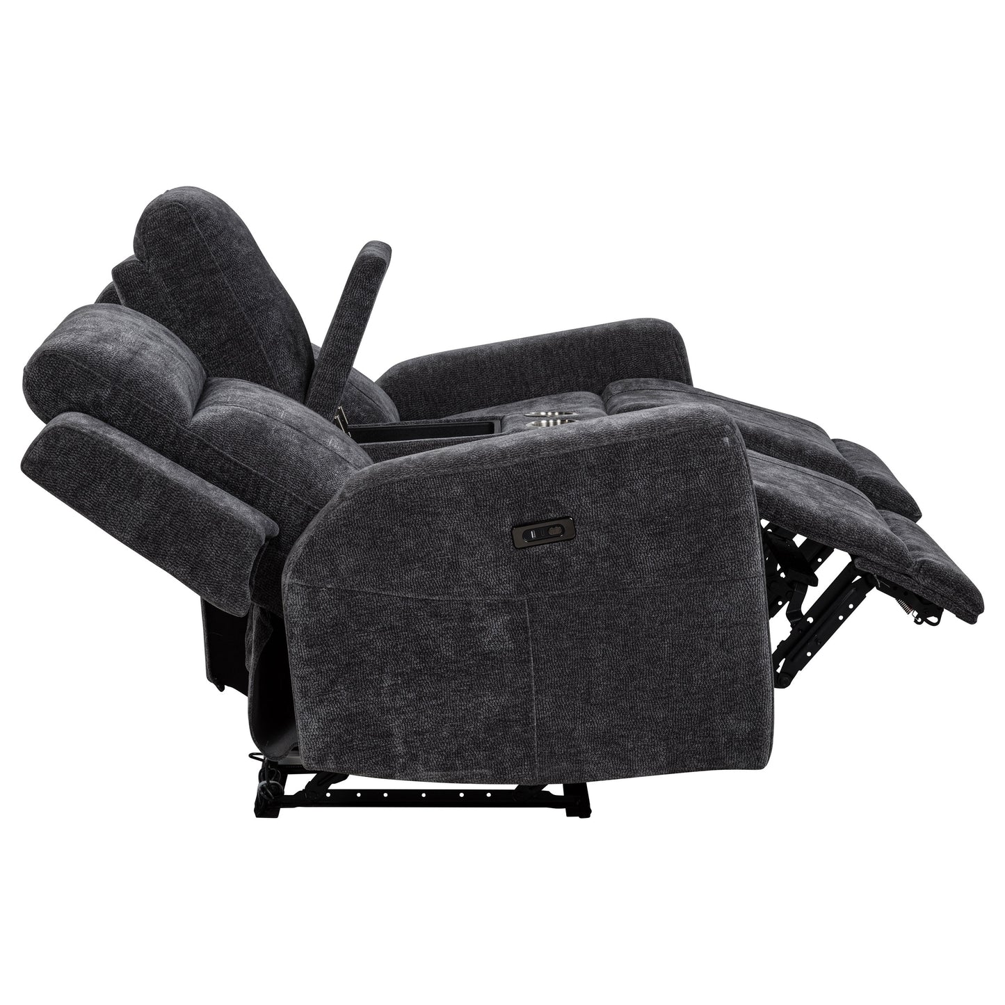 Kennett Chenille Upholstered Power Reclining Loveseat Grey